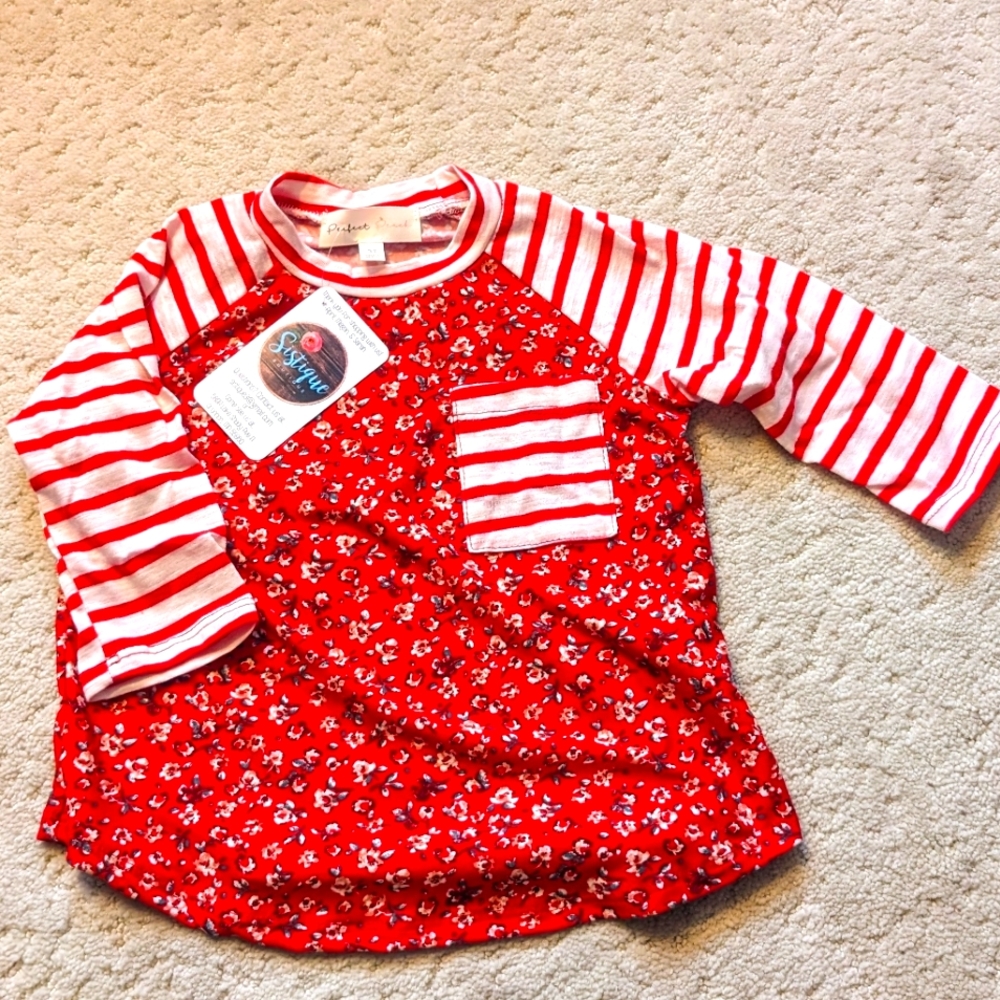 NWT Boutique Toddler Raglan Sleeve Floral Top